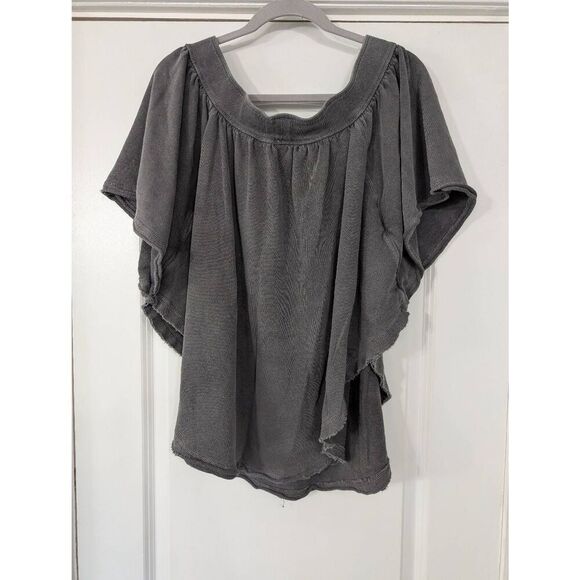 Free People Kiss Me Sweatshirt women's small gray‎ off shoulder festival - Picture 10 of 10